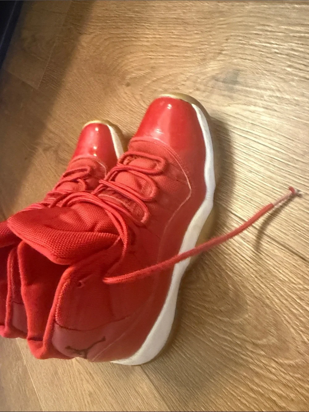 Jordan Retro High-Top Sneaker in Red and White